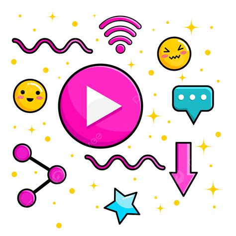 Play Button Clipart Vector, Flat Design With Cute Button Play Theme, Social Media, Icon, Flat ...