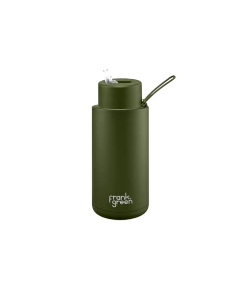 Official Frank Green Reusable Ceramic Bottle 1L in Khaki at ShoeGrab