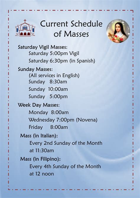 Christmas Mass Schedule St Therese - Printable Schedule