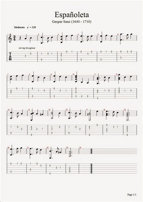 Blog de partituras para guitara en solfeo y tablatura de diferentes ...