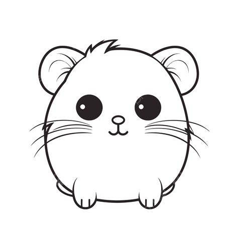 Cute Hamster Coloring From Pencil On White Background Outline Sketch ...