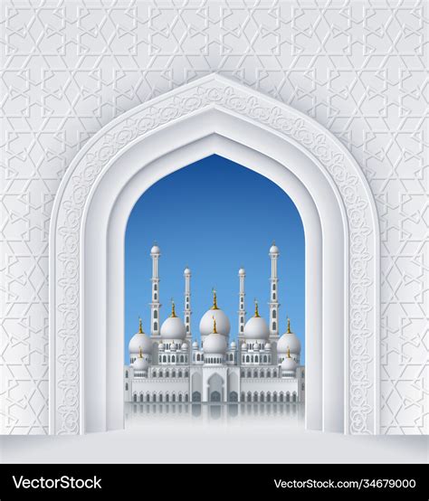 Islamic design arch with mosque Royalty Free Vector Image