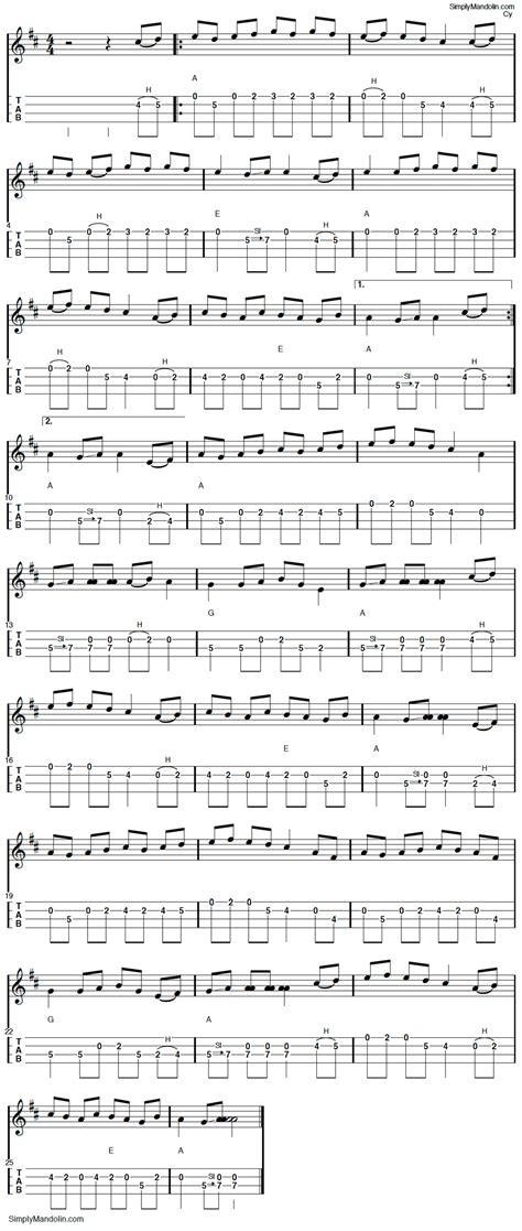 Old Joe Clark mandolin tablature - SimplyMandolin