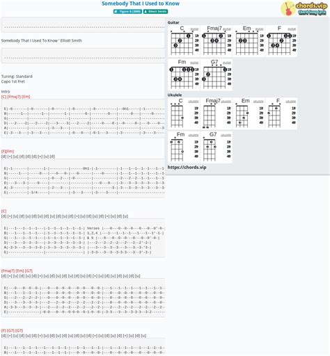 Chord: Somebody That I Used to Know - tab, song lyric, sheet, guitar ...