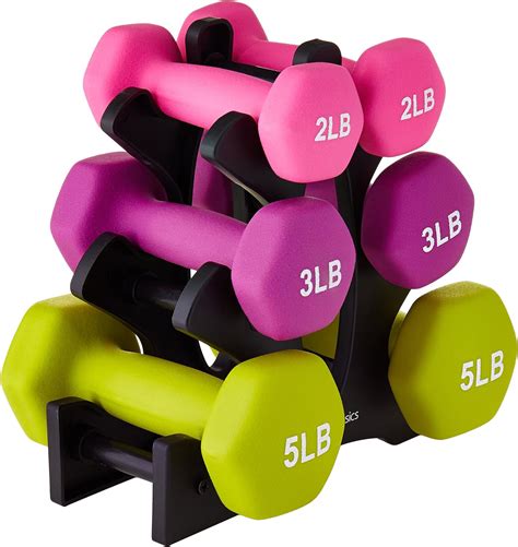 AmazonBasics 20 Pounds Neoprene Workout Dumbbell Weights with Weight ...