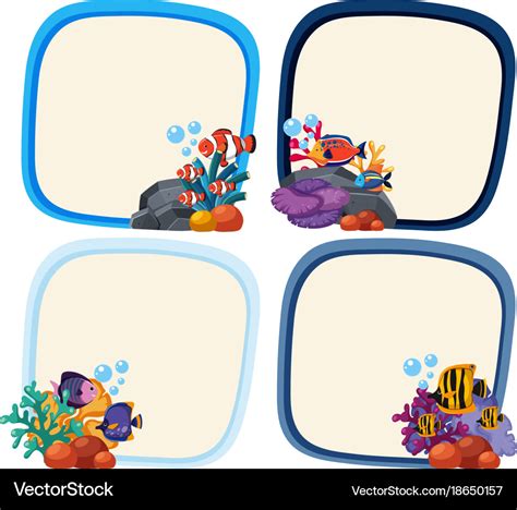 Border template with cute fish Royalty Free Vector Image