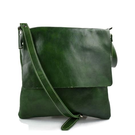 Shoulder bag for men leather green leather crossbody bag leather