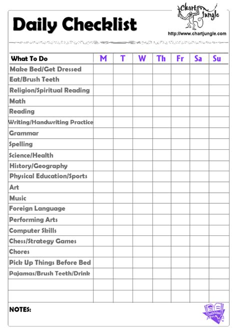 Daily Homeschool Checklist: because #1 will def. do better with this! | School Stuff | Pinterest ...