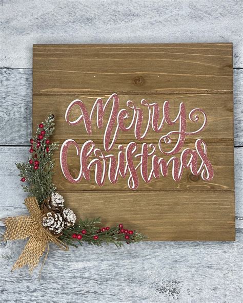 Merry Christmas Wooden Sign - Etsy