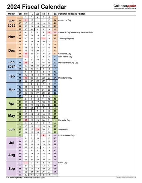 2024 Fiscal Year Calendar Printable - Kirby Merrily