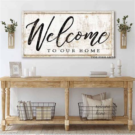 Welcome To Our Home Canvas or Outdoor Metal Sign (wording options ...