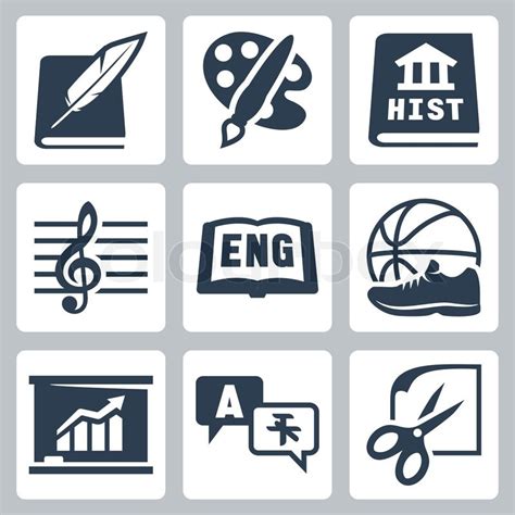 Vector school subjects icons set: ... | Stock vector | Colourbox