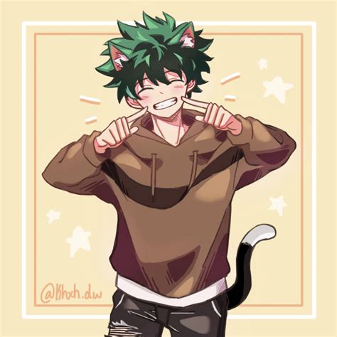 Midoriya Izuku Deku Cat Small Print Anime BNHA My Hero | Etsy Australia