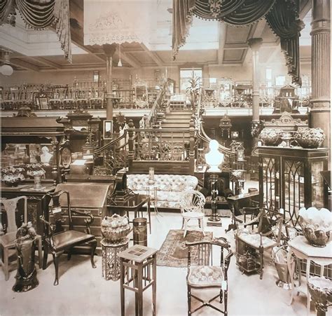 The Arnotts furniture department at the height of Victorian eclecticism. Deep-buttoned sofas ...