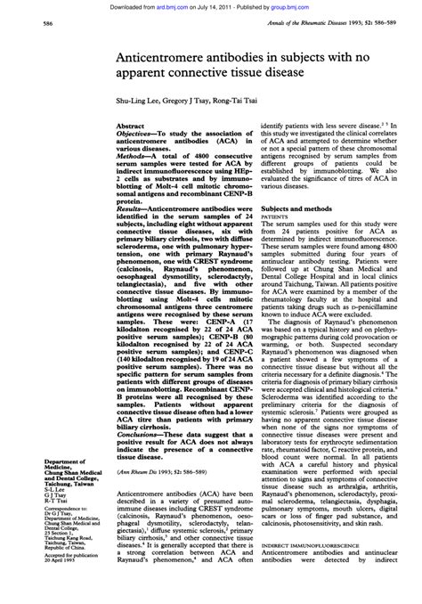 (PDF) Anticentromere antibodies in subjects with no apparent connective ...