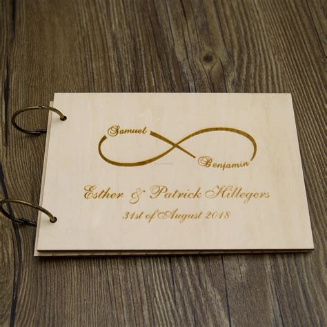 Infinity Rustic engraved wedding guestbook,Custom Mr & Mrs wooden Wedding guest book ...