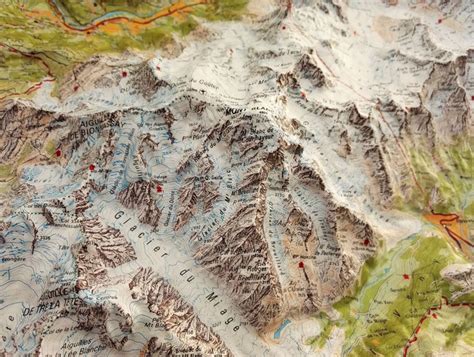 Carte murale en relief - Massif du Mont Blanc | IGN – La Compagnie des ...