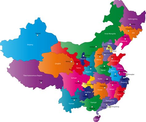 Chinese Provinces and Capital Cities Map - Provinces of China