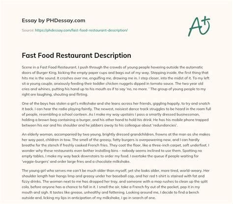 Fast Food Restaurant Description (400 Words) - PHDessay.com