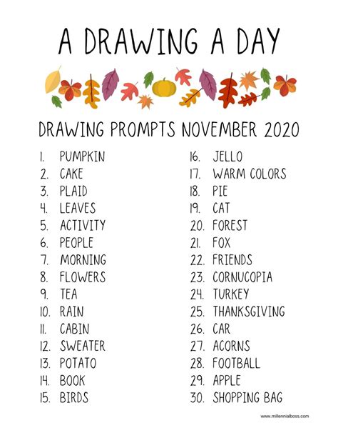 Drawing Prompts November 2023