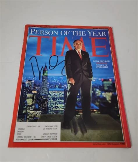 RUDY GIULIANI TIME person of the Year Hand Signed dec 2001 2002 Cover ...