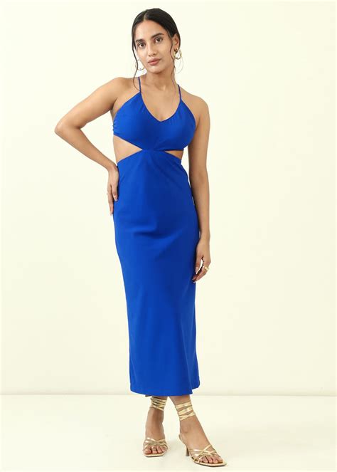 Get Electric Blue Midi Dress at ₹ 2999 | LBB Shop