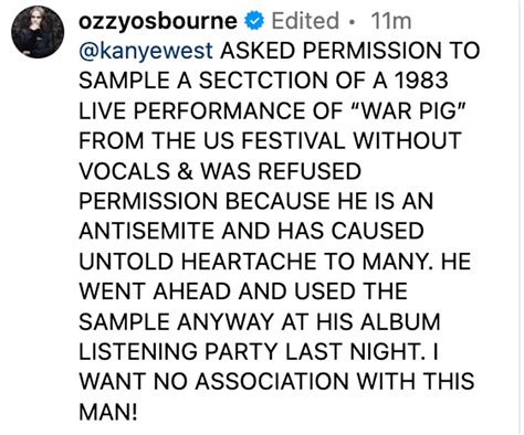 Ozzy Osbourne BLASTS "Antisemite" Kanye West, Refuses To Allow Rapper ...