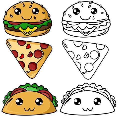 cartoon fast food vector drawing for coloring book 17684520 Vector Art ...