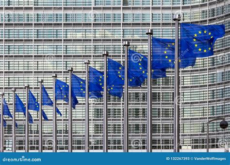 EU Flag in European Union Building Brussels Stock Image - Image of ...