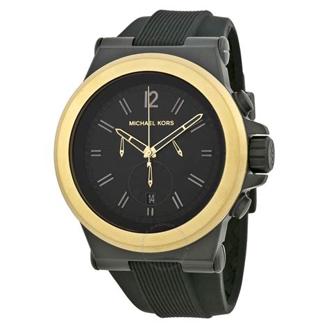 Michael Kors Dylan Chronograph Black Dial Black Silicone Men's Watch ...