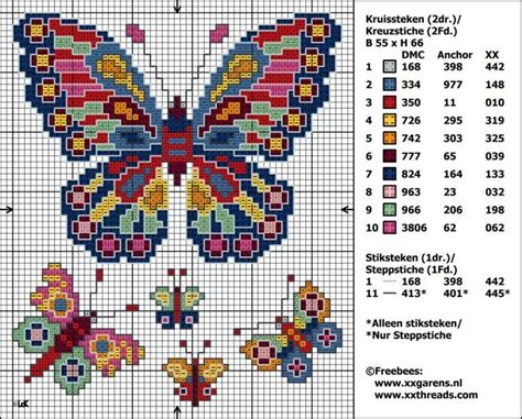 Mariposas | Borduurpatronen, Borduren, Kruissteek