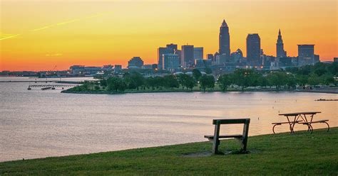 Cleveland Ohio City Skyline Sunrise Lake Erie Photograph by Aaron Geraud - Fine Art America