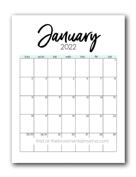 Free Printable 2022 Calendar Printable PDF Template