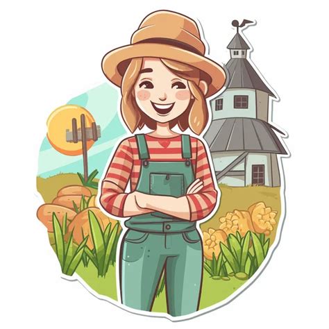 100,000 Farmer girl cartoon Vector Images | Depositphotos