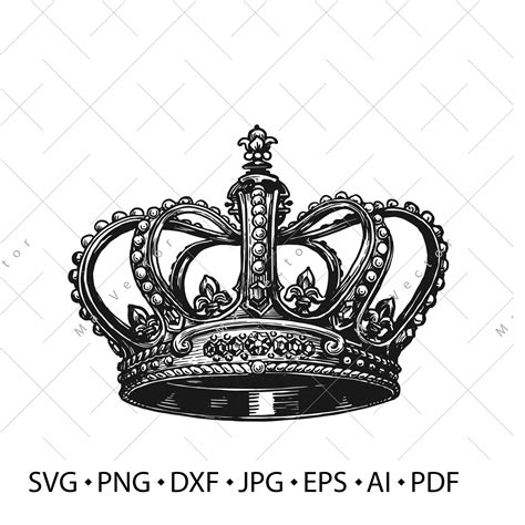 Crown Vector. King's Crown Vintage Sketch Drawing Clipart. Digital ...