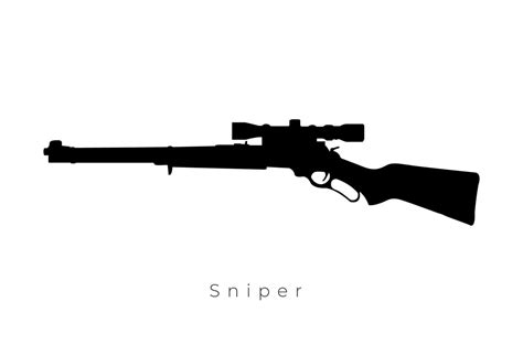 Sniper rifle with telescopic sight silhouette 13430074 Vector Art at ...