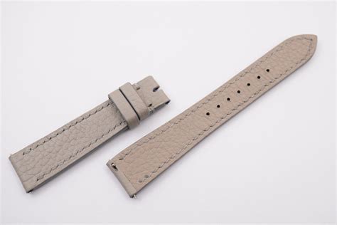 19mm/16mm Light Gray Pebbled Calf Leather Watch Strap for Cartier Must Large / Cartier Louis ...