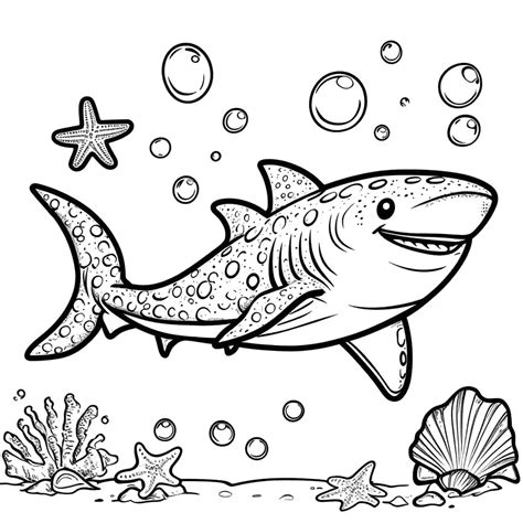 Whimsical whale shark with sea friends coloring page Lulu Pages