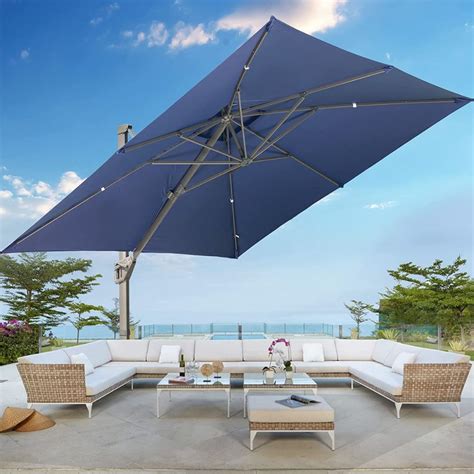 LKINBO Cantilever Umbrella, Double Top, Outdoors, Large Patio ...