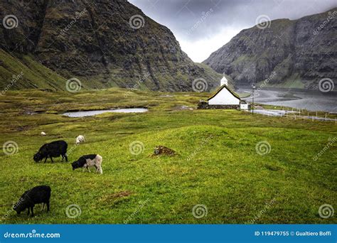 Church in saksun stock image. Image of faeroe, faroes - 119479755