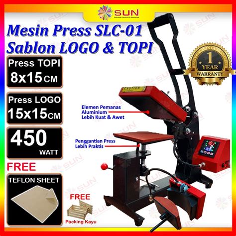 Jual Mesin Press Sablon Mini Logo Label 15x15 cm & Press Sablon Topi Premium - SUN 2 in 1 CAP ...