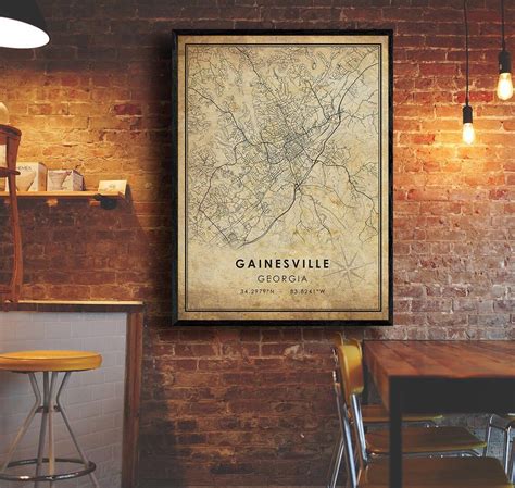 Gainesville Vintage Map Print Gainesville Georgia Map Art - Etsy