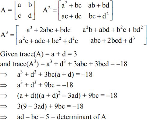 The trace of a square matrix is defined to be the sum of its diagonal ...