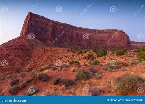 View on Merrick, East and West Mitten Butte and Sunrise. Stock Image - Image of park, desert ...