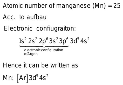 5. explain in detail electronic configuration of manganese