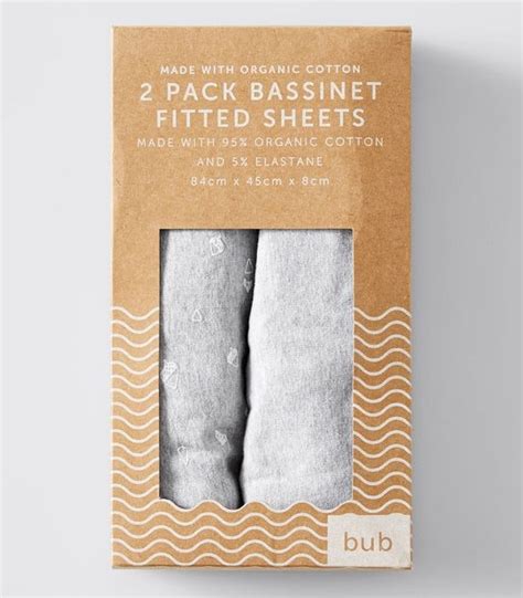 Baby Organic Cotton 2 Pack Bassinet Fitted Sheets - Acorn | Target Australia