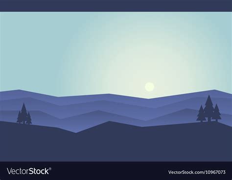 Silhouette of hill flat at sunset Royalty Free Vector Image