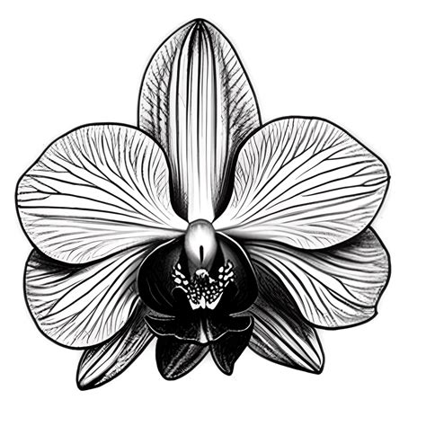 Line Art Orchid Flower Illustration · Creative Fabrica