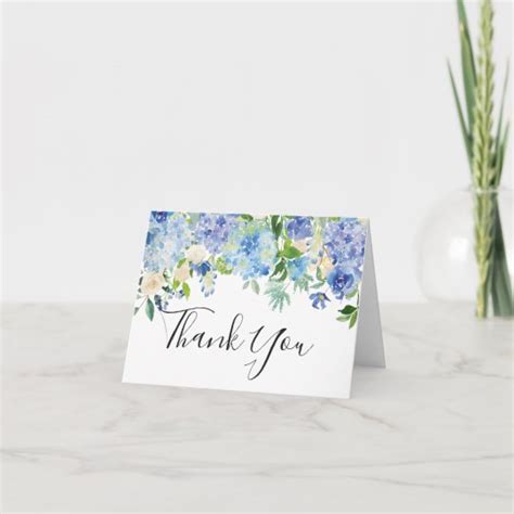 Watercolor Blue Hydrangeas Thank You Card | Zazzle.com