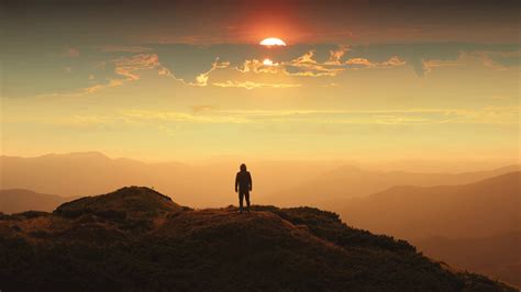 Standing On Mountain Top Mesmerizing Sunset Stock Footage SBV-337295955 - Storyblocks